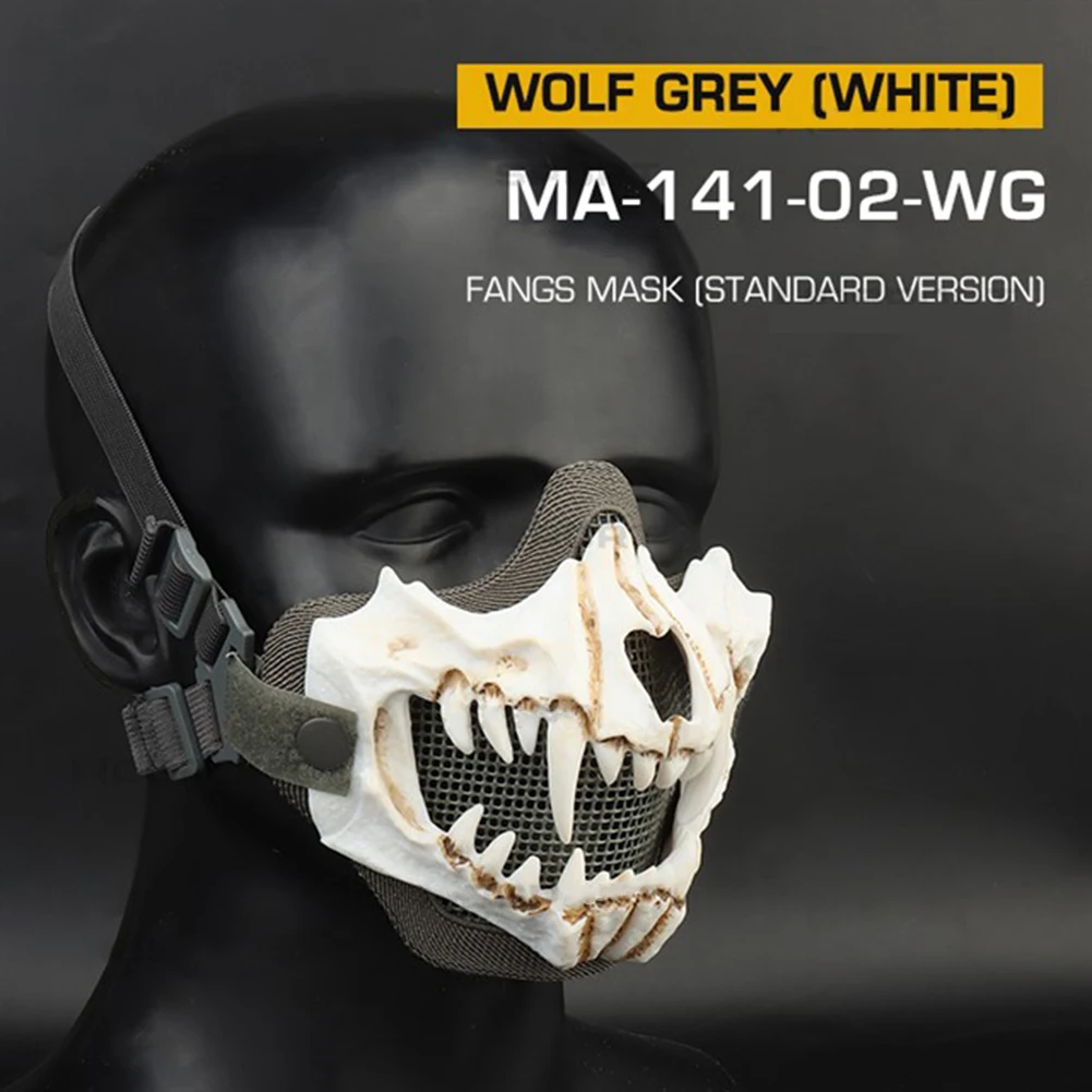 

Half Face Fangs Cosplay Airsoft Mask Multipurpose Paintball Mask Adjustable Strap Breathable Halloween Horror Party Decor