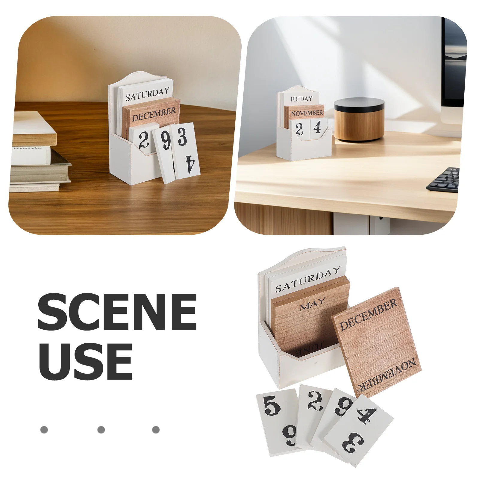 الرجعية كتلة خشبية التقويم الدائم لمكتب المنزل مكتب الفصول الدراسية ديكور الخشب كتلة تاريخ عرض دليل مكعب التقويم #6