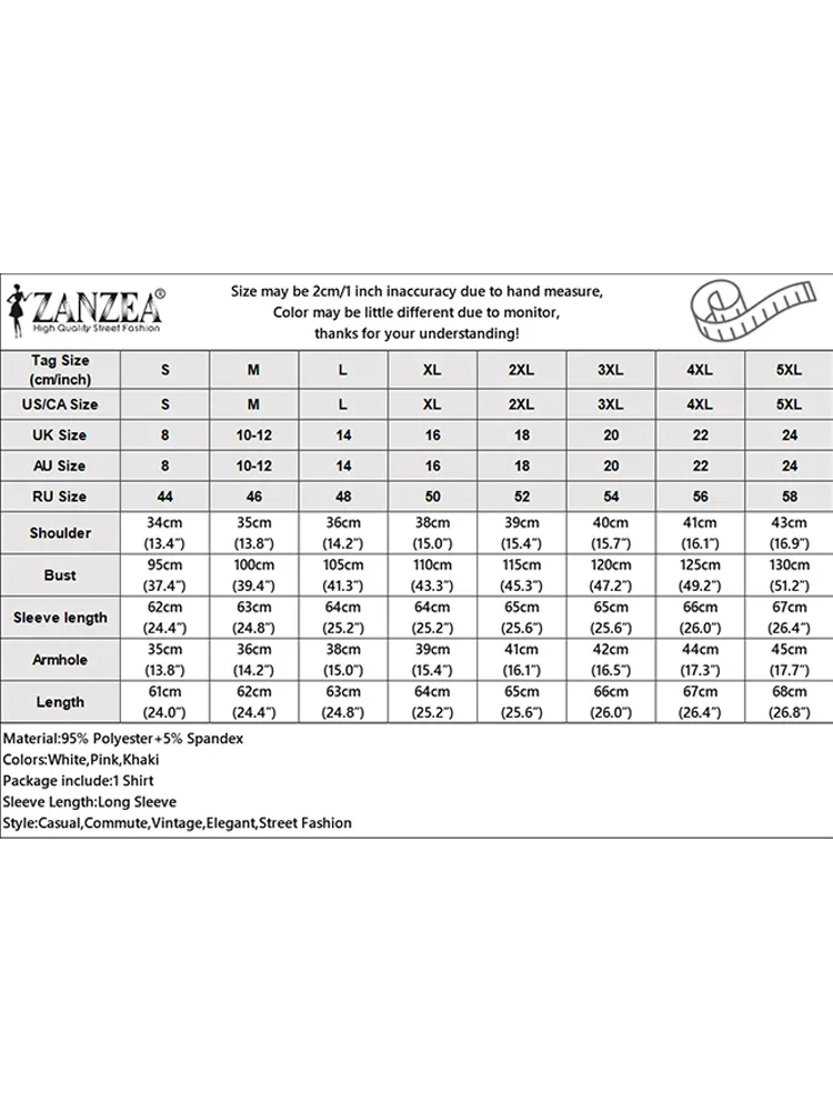 ZANZEA Elegant Shirts Women Autumn Long Seeve Blouse 2025 Decor Flowers Tops Fashion OL Work Tunic Solid Casual Loose Blusas