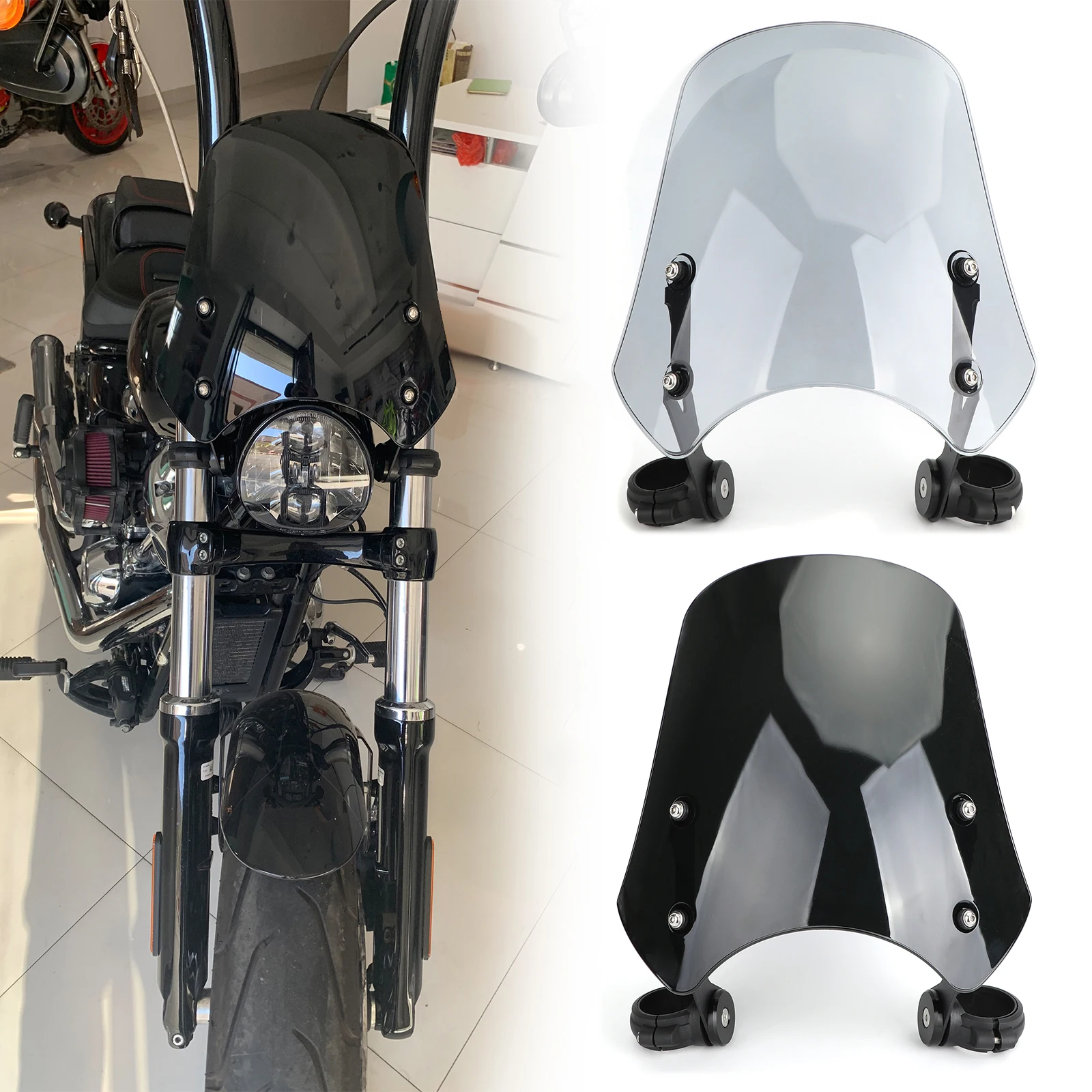 ABS Plastic Motorcycle Windscreen Windshield For Harley Dyna Softail Models
