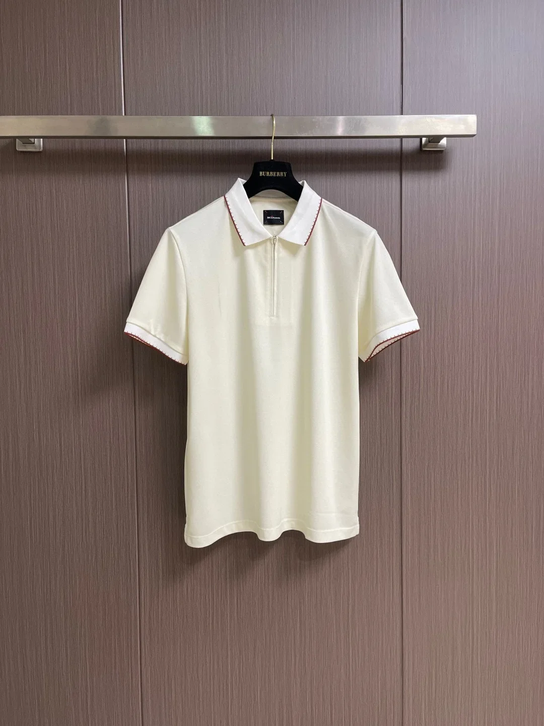 Kiton old money wind lapel contrasting color half zipper business casual short-sleeved polo shirt 26ss