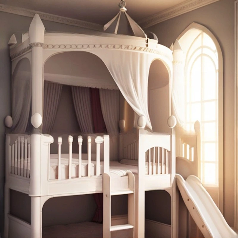 كريم الرياح الأطفال على وخارج السرير، الخشب الصلب سرير مرتفع ومنخفض الأميرة ب إد