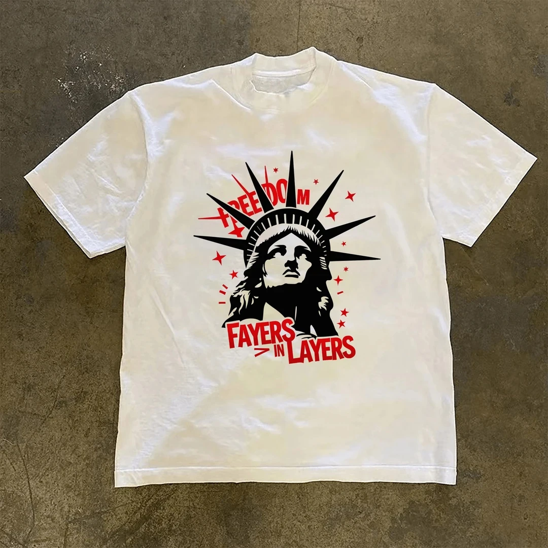 

Тяжелая футболка с короткими рукавами American Goddess для мужчин и женщин, топ с круглым вырезом на лето