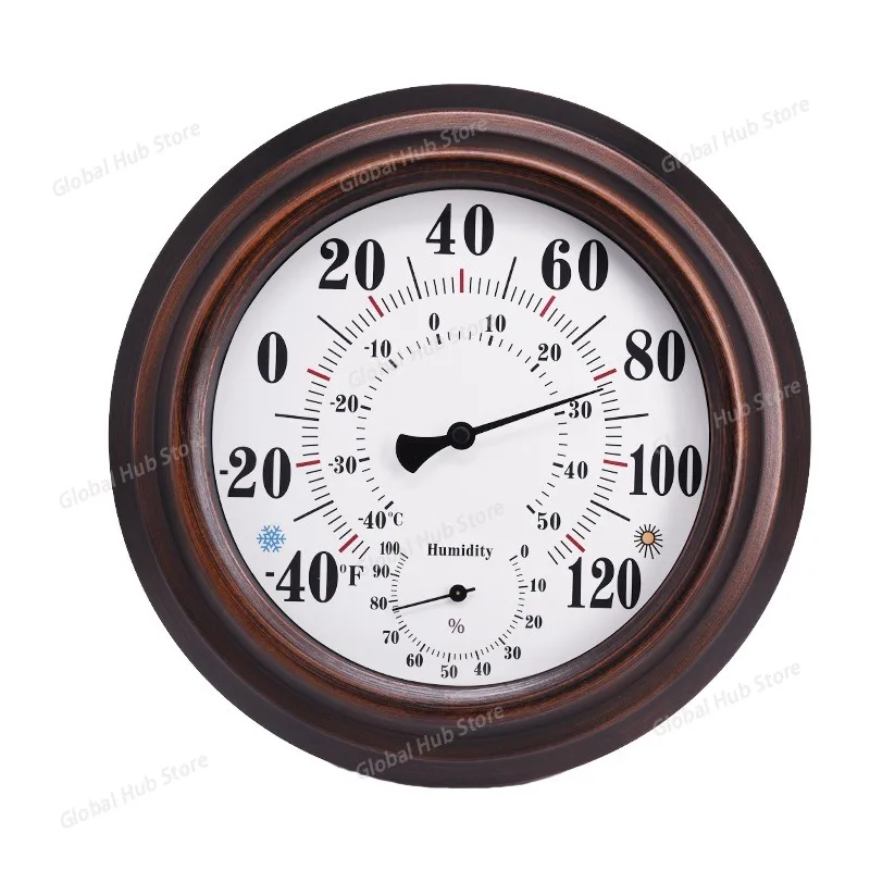 

Indoor Outdoor Thermometer- High Quality Steel Wall Thermometer,No Battery Hanging Thermometer 20.32 Cm Round Diameter(Bronze)