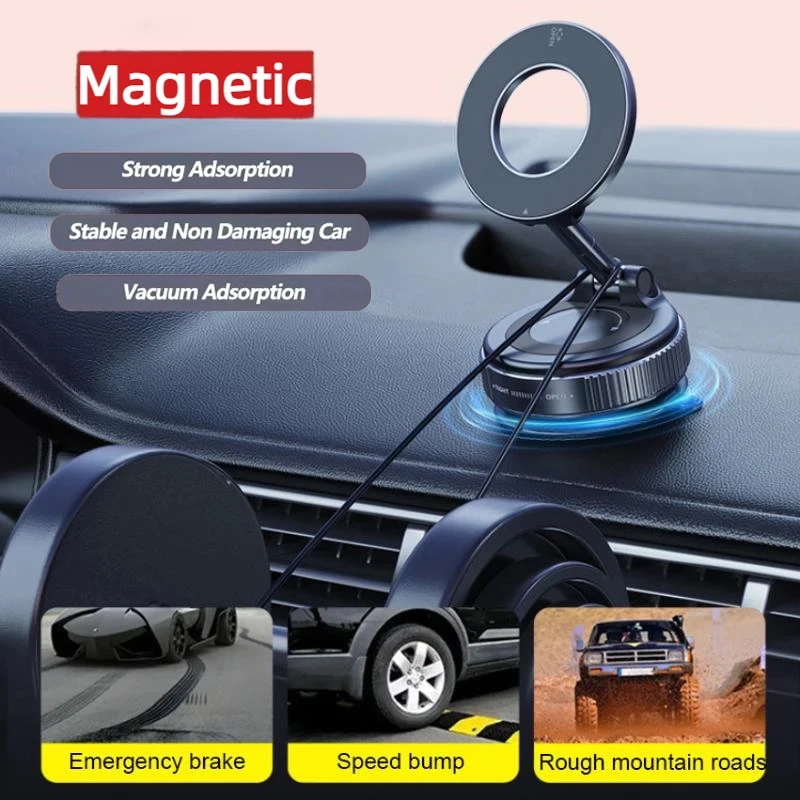Vacuum Magnet Car Bracket Multi-angles Adjustment Upgraded Version Strong Magnetic Suck Foldable Car Navigation Phone Holder