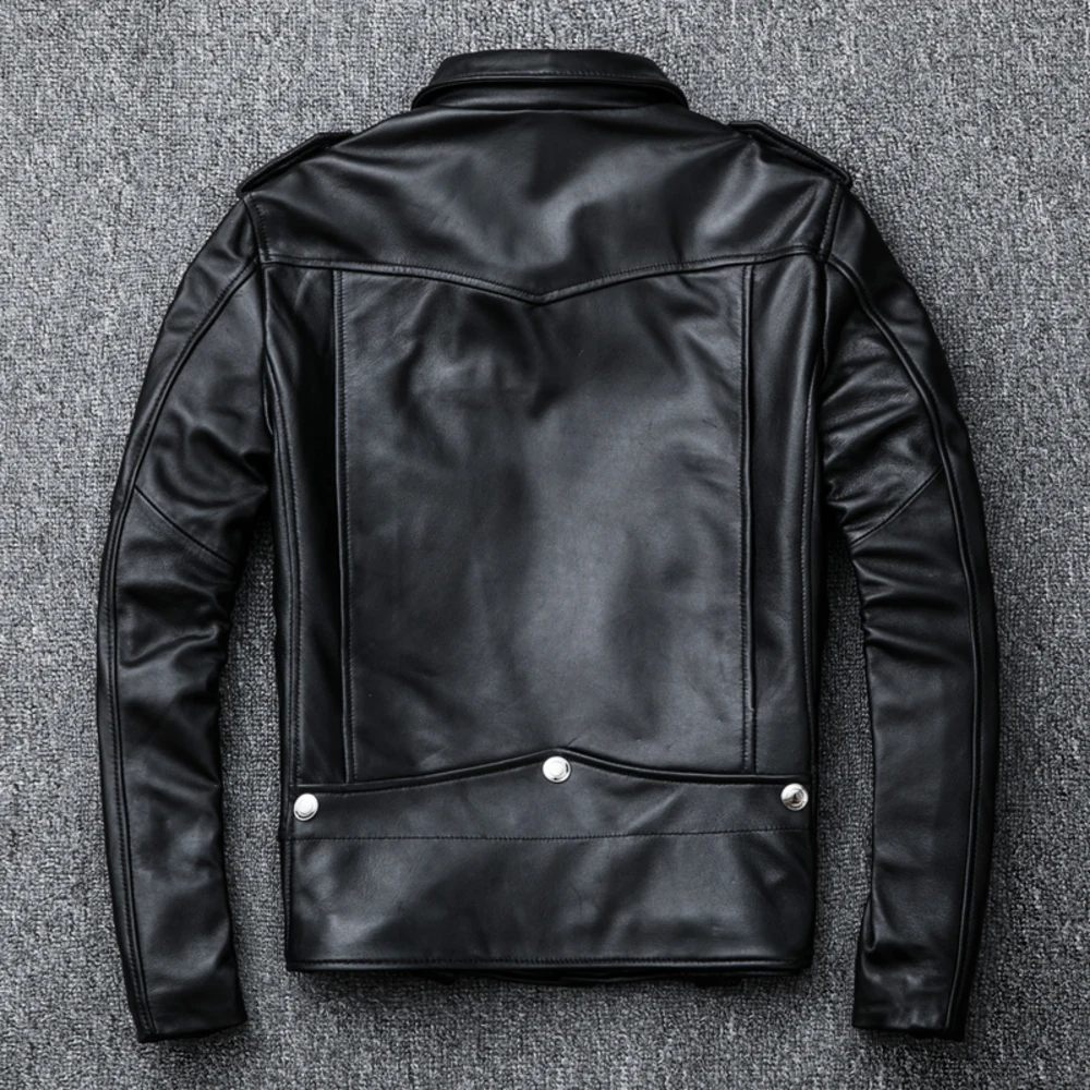 shipping.100% YR!Free sheepskin.Brand classic short motor biker jacket,mens slim genuine leather coat,Japanese quality