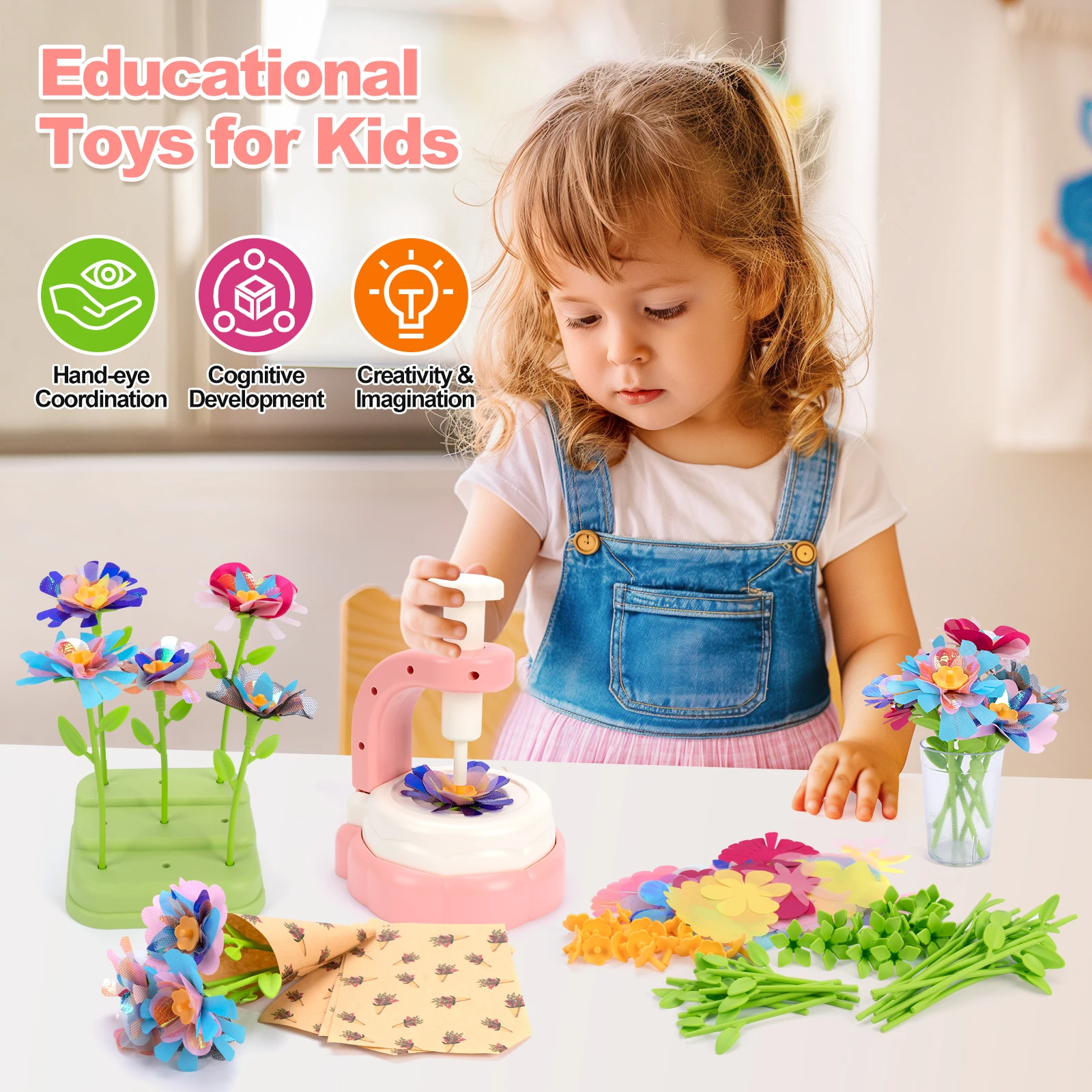 Ręcznie robiony zestaw do symulacji bukietów DIY Maszyna do wytłaczania Zabawki DIY Zestaw do rękodzieła kwiatowego Interaktywne puzzle dla rodziców i dzieci Prezenty dla dziewczynek