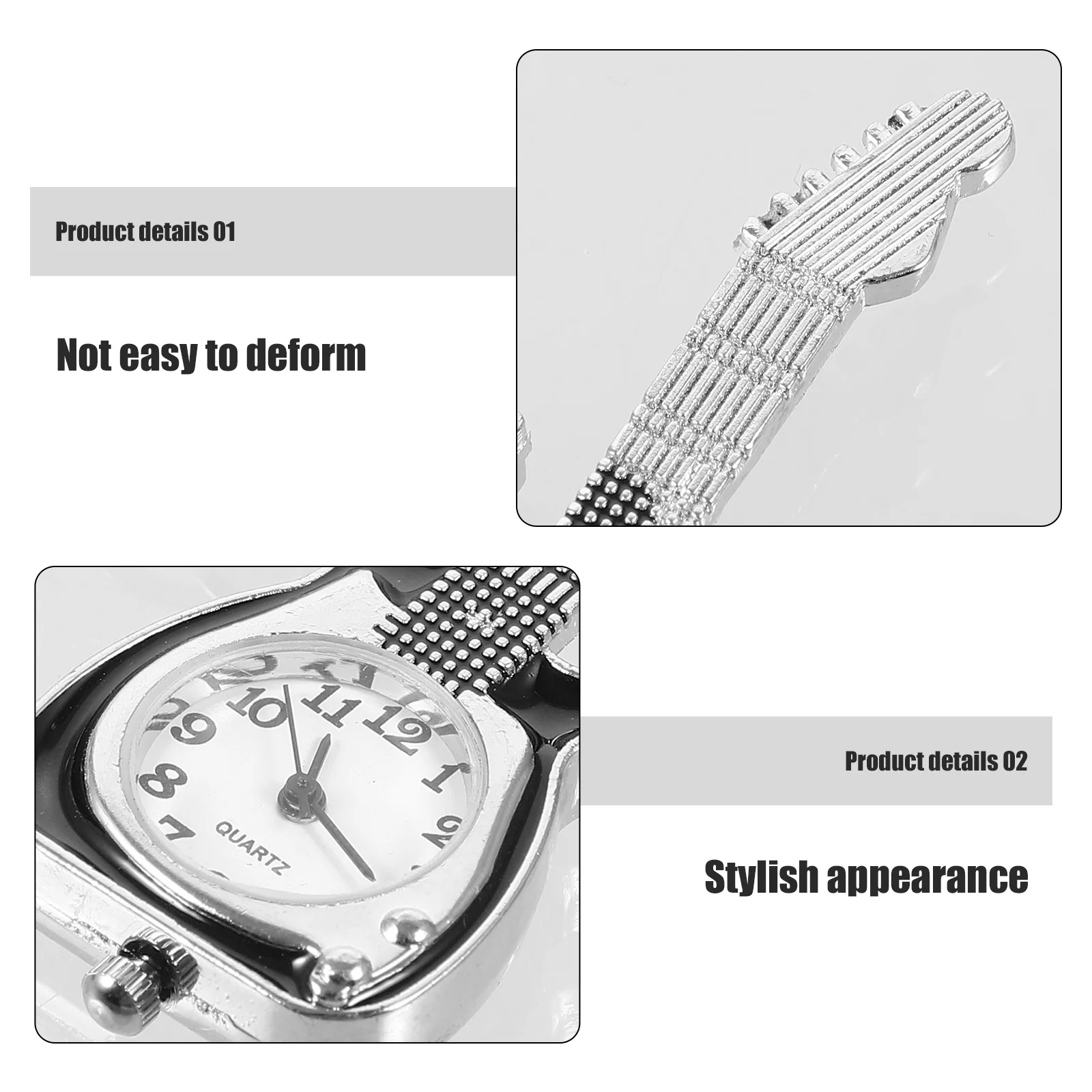 حركة الكوارتز الرجعية الغيتار ساعة الجيب المفاتيح مشبك خفيف الوزن على حقيبة الساعة قلادة معلقة على ظهره سحر #6