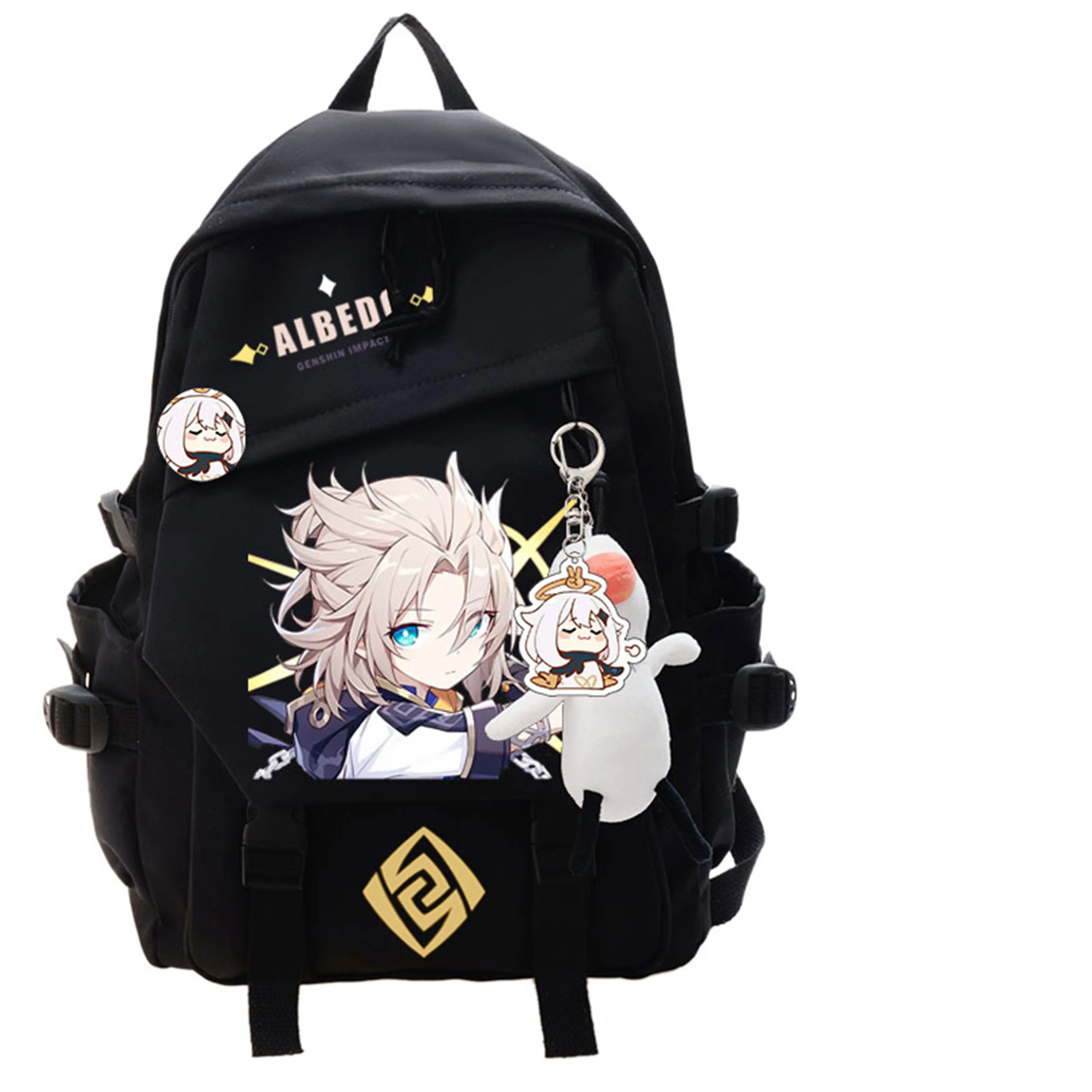 Yae Miko Albedo Anime Cosplay Mochila, Genshin Impact Student School Bag, Bookbag, Laptop, Viagem Mochila, Ao ar livre, Meninos, Meninas Presentes