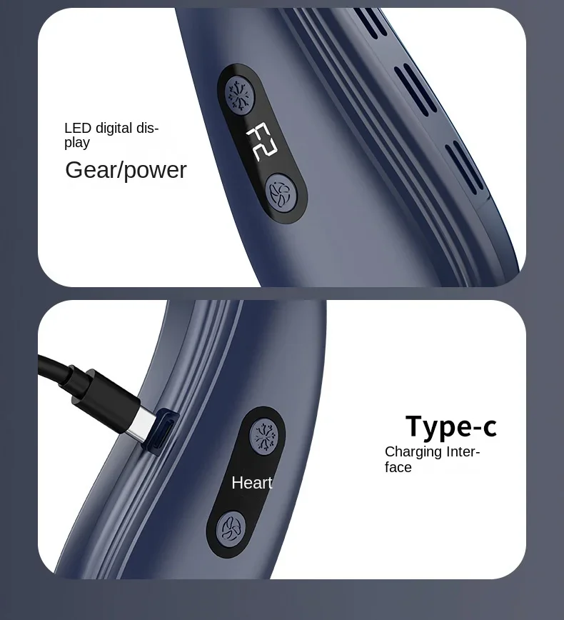 Portable Bladeless Neck Fan with Cooling Plate - Quiet Rechargeable USB Charged Air Conditioner for Travel Camping & Outdoor Adv