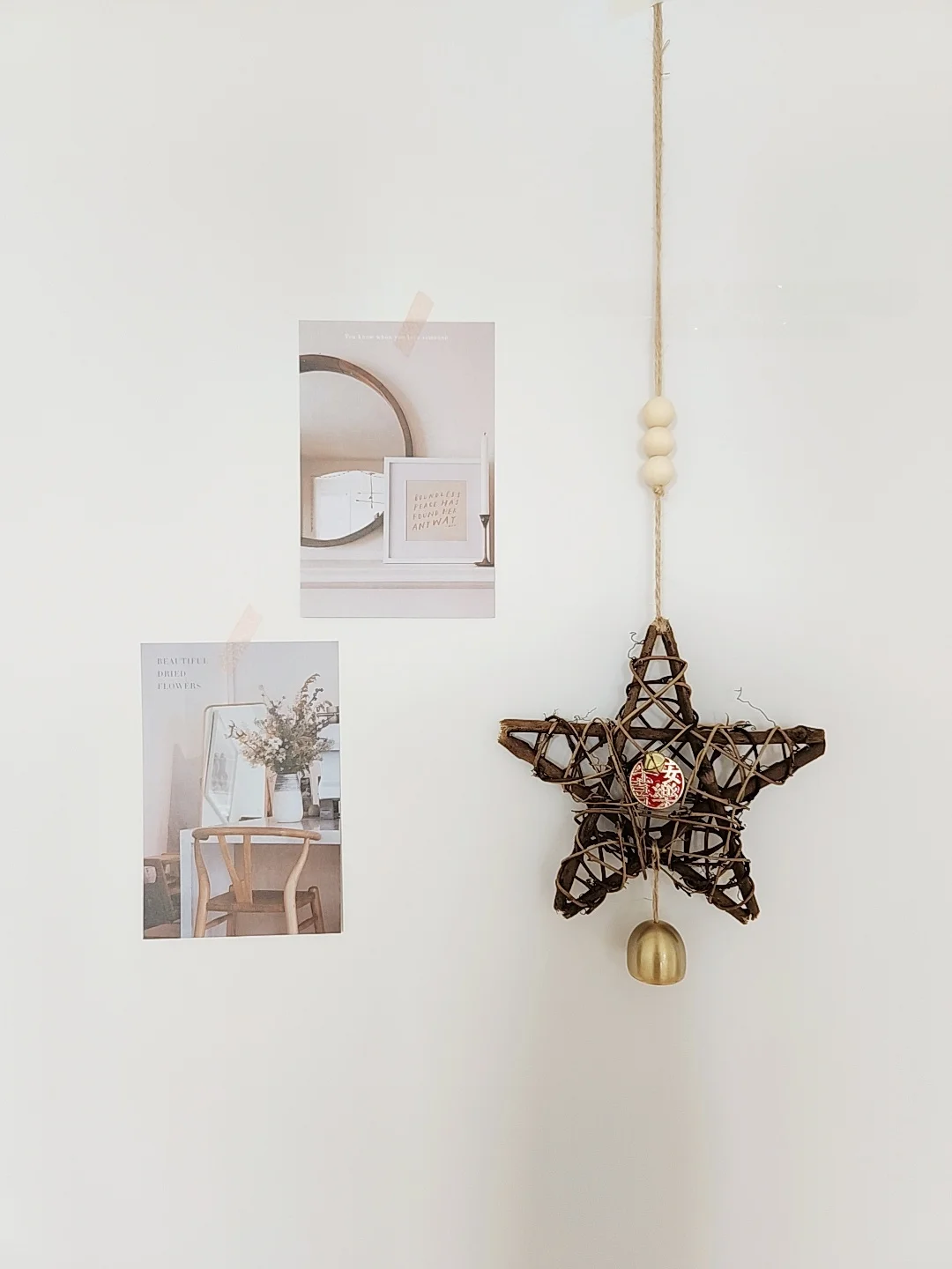 

Натуральный плетеный медный колокольчик Willa: креативное украшение для автомобиля и стены, медный колокольчик-орнамент, настенный декор для гостиной