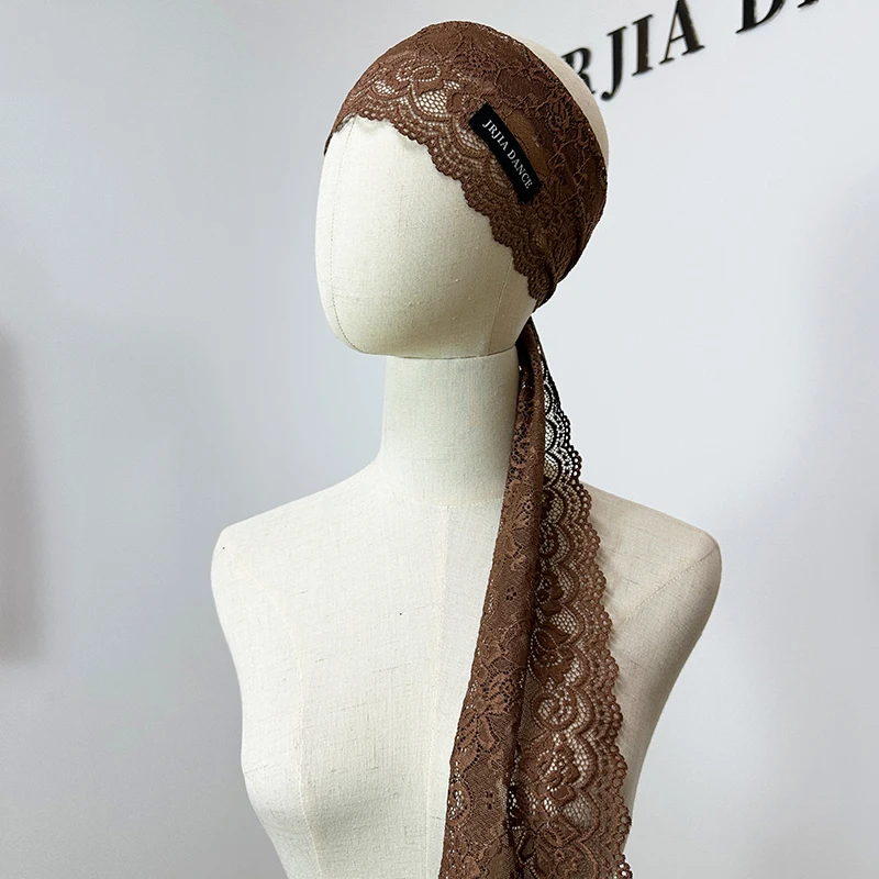 2025 Latin Dance Accessories Brown Lace Headband Elastic Hair Band Women Rumba Cha Cha Samba Latin Dance Wear Ornament DNV22433