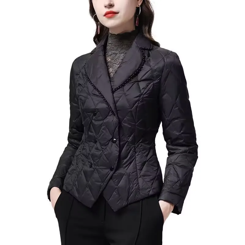 

2024 Autumn Winter Parkas Women Jacket Fashion Korean Middle-Aged Mother Long Sleeved Thin Down Cotton Coat Female Warm Outwear