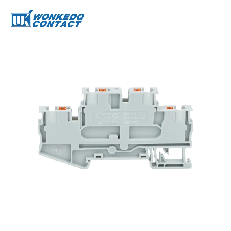 PTTB 4 Din Rail Terminal Block 4mm² 2 Level Push-in Cable Wire Connector Electrical Double Layer PTTB4