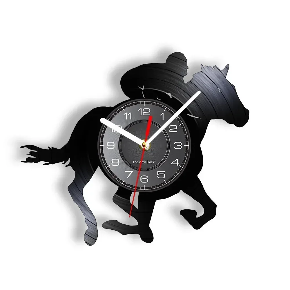 Equestrian Wall Clock Modern Horse Riding Wall Art Decor Vintage Horse Racing Vinyl Record Clock Horseman Gift for Horse Lovers