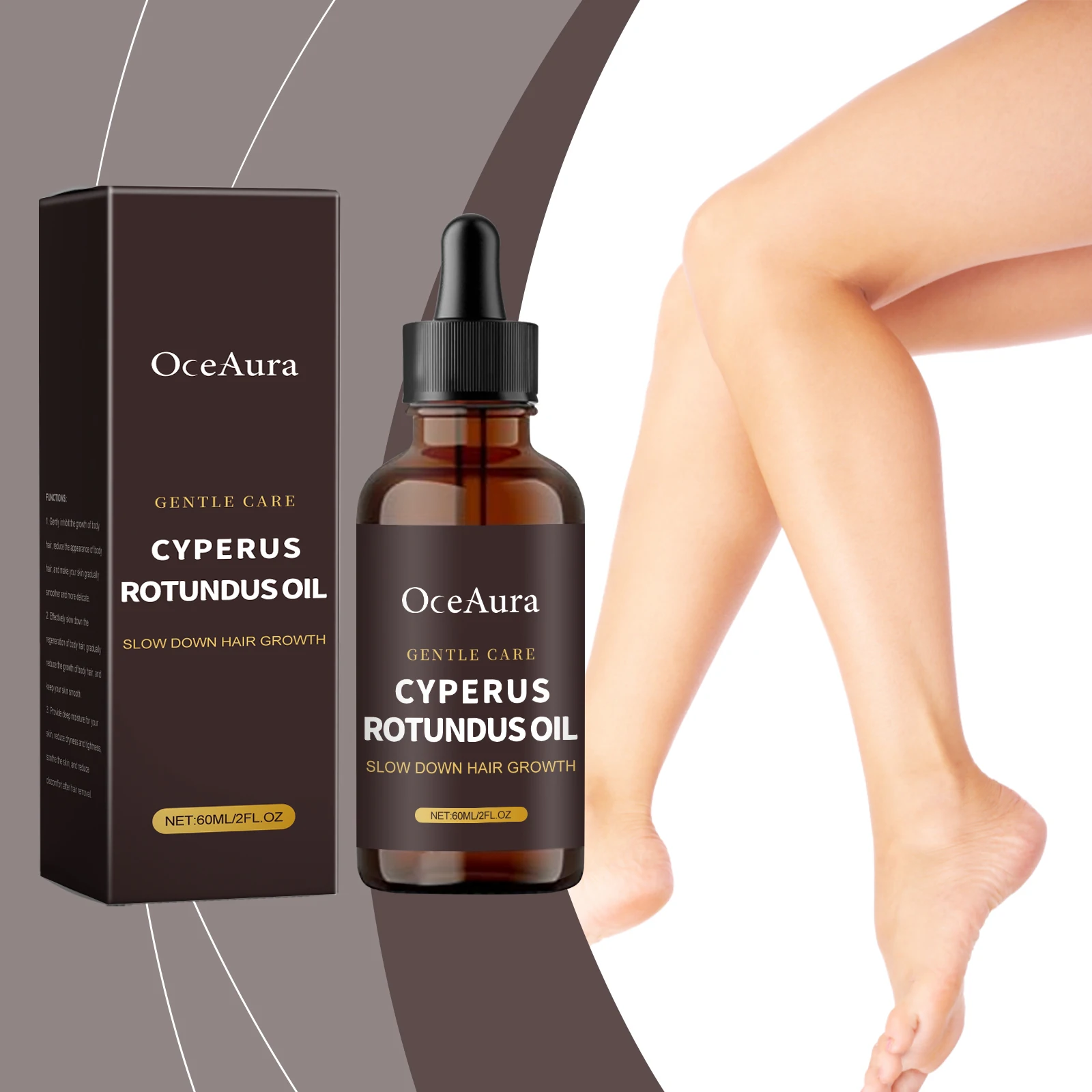 Inibisce la crescita dei capelli Olio di Cyperus Rotundus Depilazione indolore Rallentamento Ascelle Gambe Braccia Crescita dei capelli Nutrire Levigare la pelle levigante