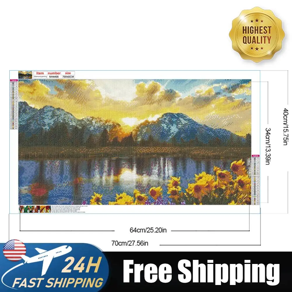 

2pcs Landscape 5D DIY Full Drill Round Diamond Painting Kit Home Decor 70x40cm (A)