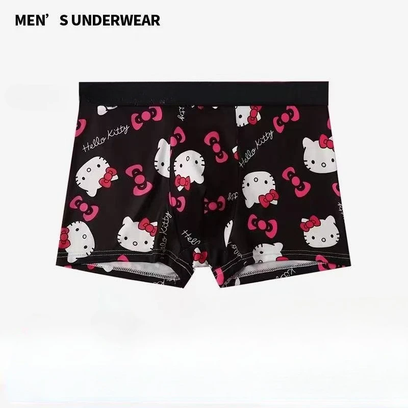 Мужские спортивные трусы-боксеры Sanrio с принтом Hello Kitty, дышащие, быстросохнущие, больших размеров, женские трусики