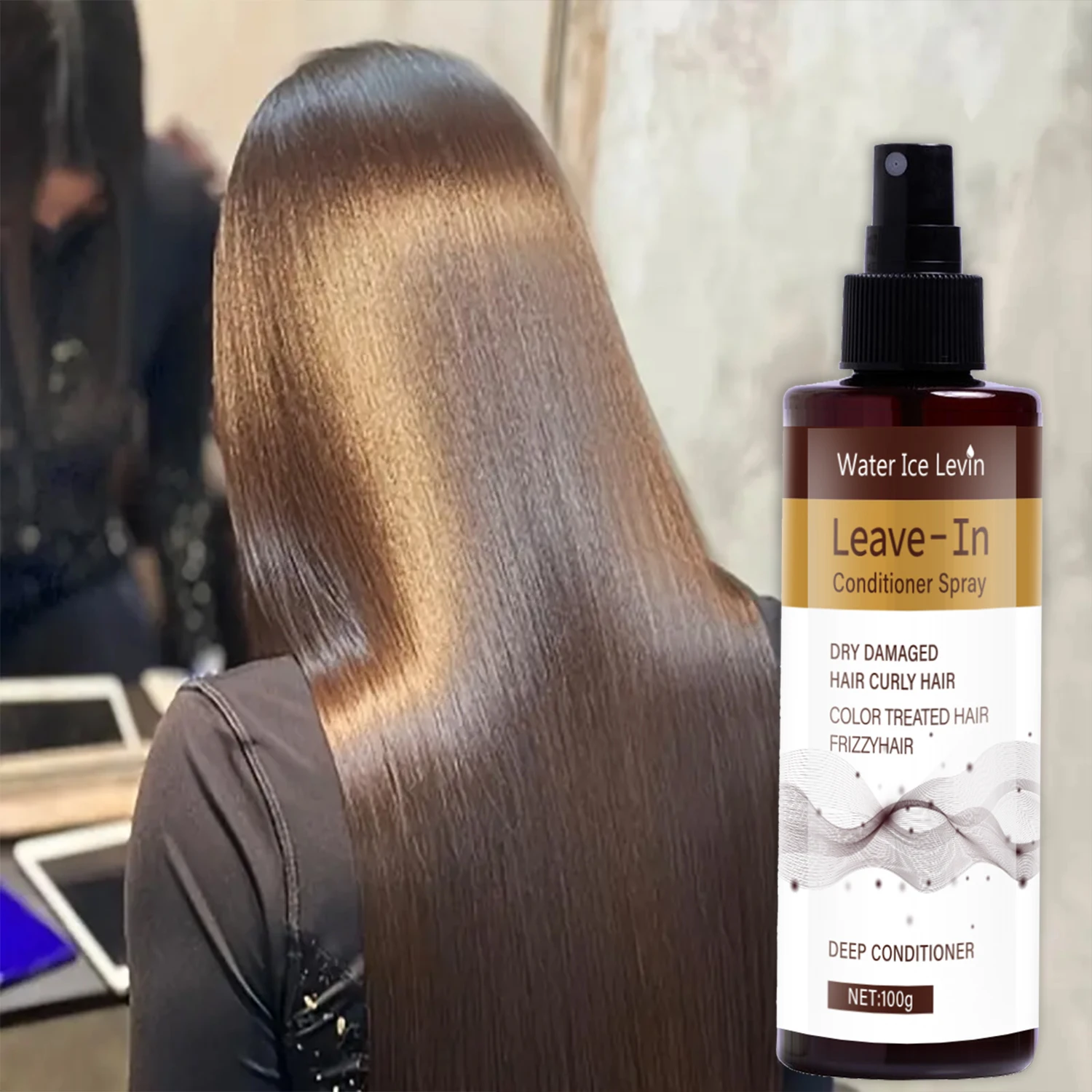 Leave-In Conditioner Spray with Keratin & Argan Oil - Deep Hydration for Curly/Color-Treated Hair - Frizz Control & Shine Enhanc view 2