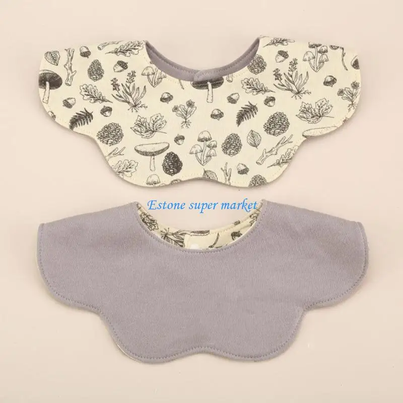 

090B 360 Petal Shaped Infant Bib Double Sided Cotton Burp Cloth Soft Absorbent Easy Care Feeding Bib Gift for Newborns
