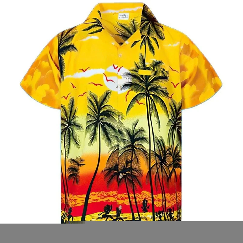 Chemises de plage graphiques AMP Tree pour hommes, chemisier à revers, streetwear hawaïen, vêtements College en 3D, vacances à la mode, Y2k