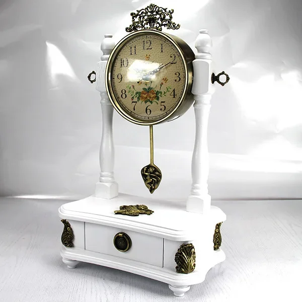 

Solid wood, desk clock, living room, desktop, pendulum clock, large size, bedroom, all wood, silent