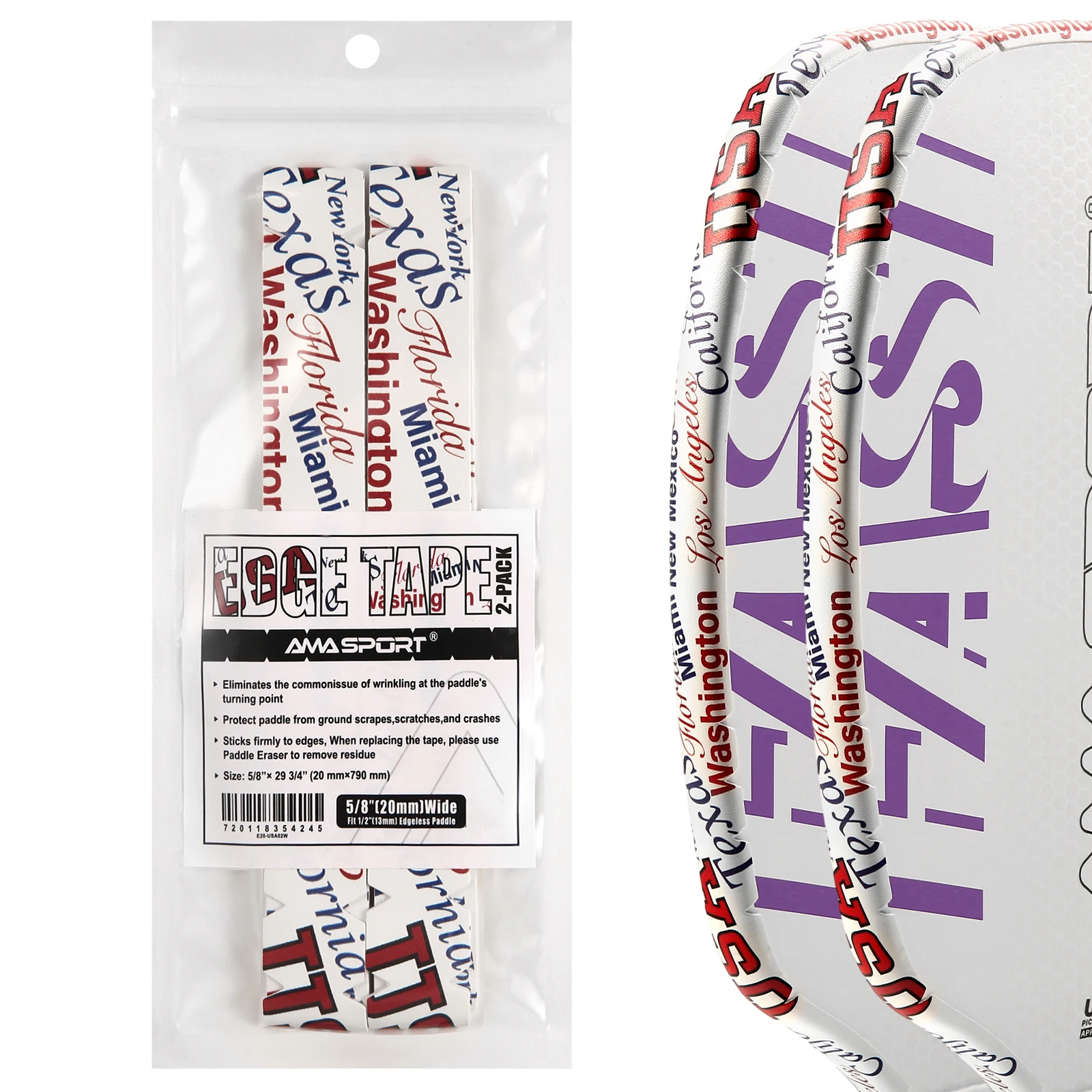 

AMA SPORT Pickleball Paddle Protective Tape Paddle Head Edge Guard -13/16/19mm Racket Head No Wrinkling Protector Picklebal