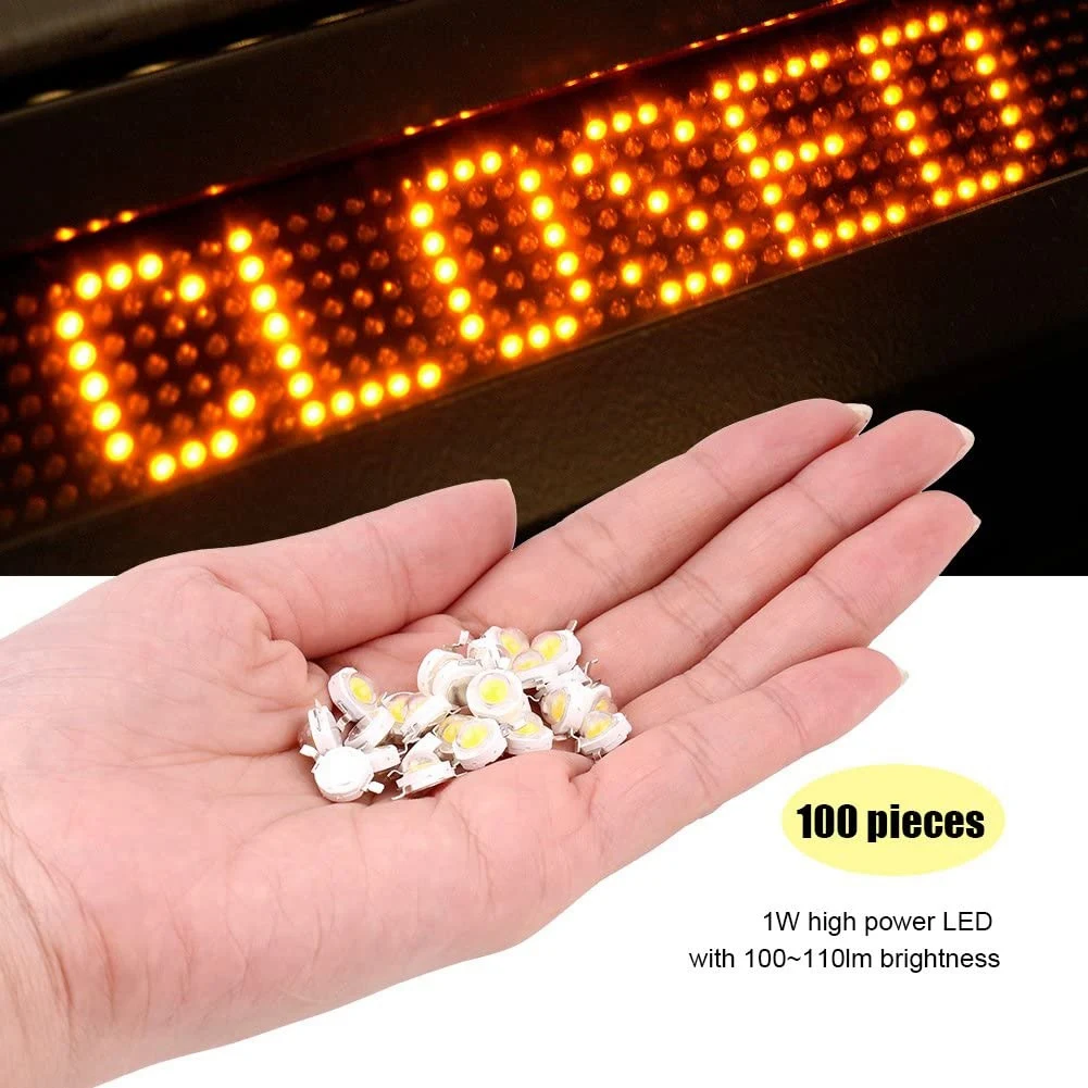 AS60-100Pcs LED Beads Natural White LED Light 1W High Power Lamp Chip 4000K LED Chip