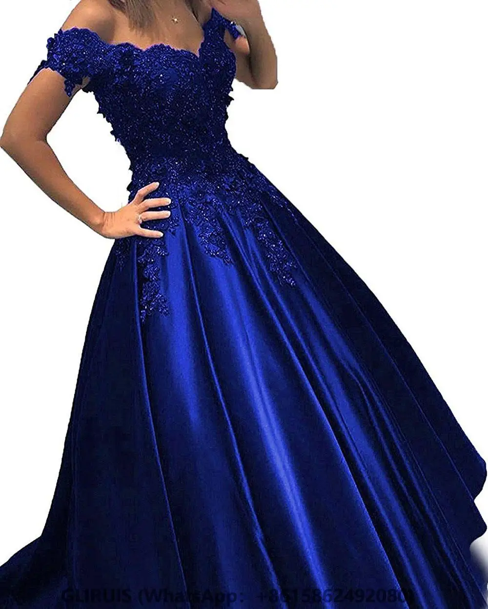 Royal Blue Wedding Dresses Sweep Train Robe de mariee Bridal Gowns Dress Customized