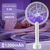 Electric Fly Swatter 3000V Bug Zapper Racket Fly Swatter with Battery Rechargeable Mosquito Killer Lamp with 3 Layers Safety Mes