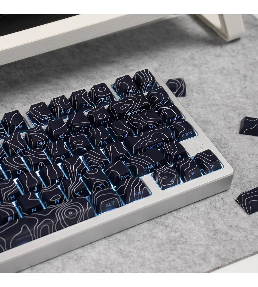 Contour Black/White Side Transparent Keycap 131 Keys PBT Sublimation Original Factory Suitable for Wooting