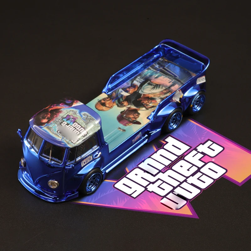 Liberty 1:64 VW T1 TOW Trailer GT Graffiti Elements Rainbow Electroplating Coating Limited to 499 Alloy Car Models