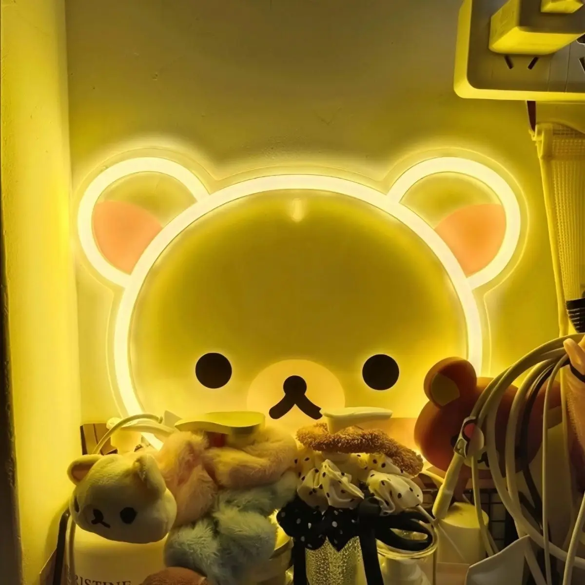 Cartoon Rilakkumas Bear Decorative Board Korilakkuma Bear Colorful Night Atmosphere Wall Hang Acrylic Board Bedroom Home Decor