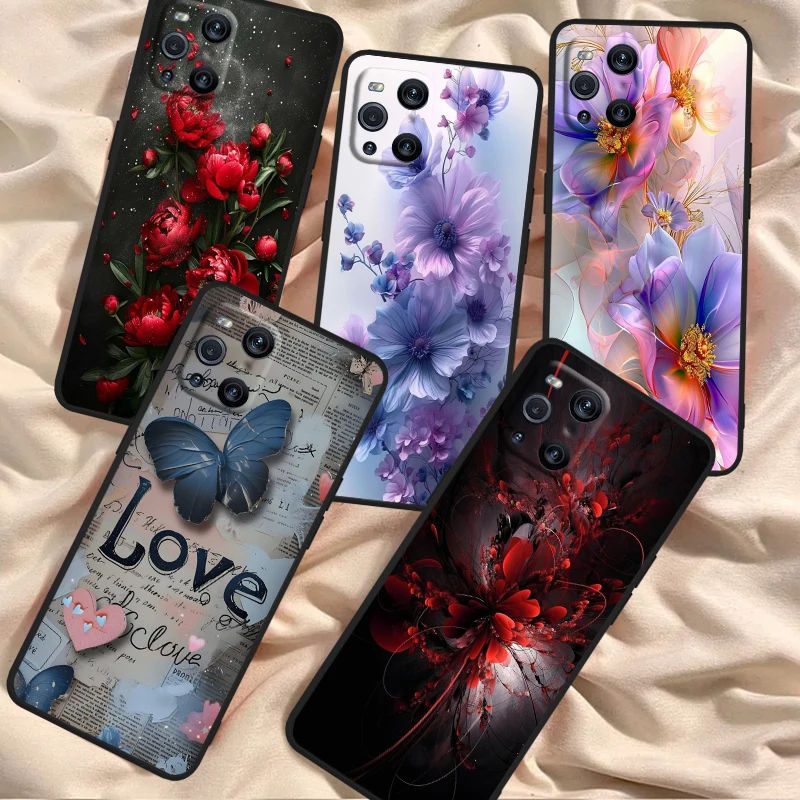 Flower Mysterious Fashion Cool For OPPO Find X6 X5 X3 A54S A5 A94 A16 A53S A57 A74 A72 A98 A78 A96 A9 5G Black Cover Phone Case