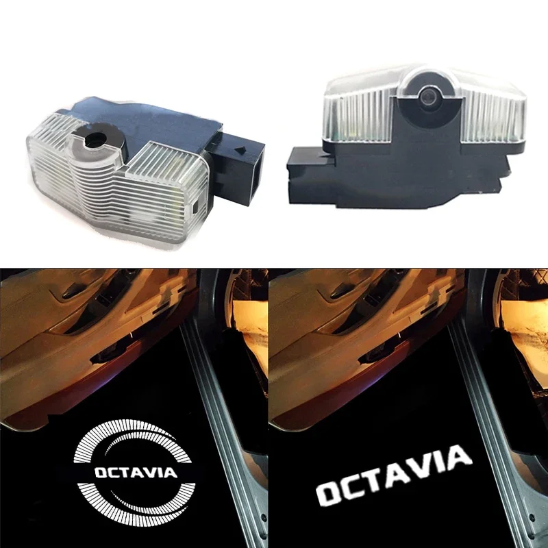 

2 шт. автомобильные светодиодные дверные лампы с логотипом для Skoda Octavia 2015-NOW 2019 2023 2020, аксессуары для ламп Ghost Shadow
