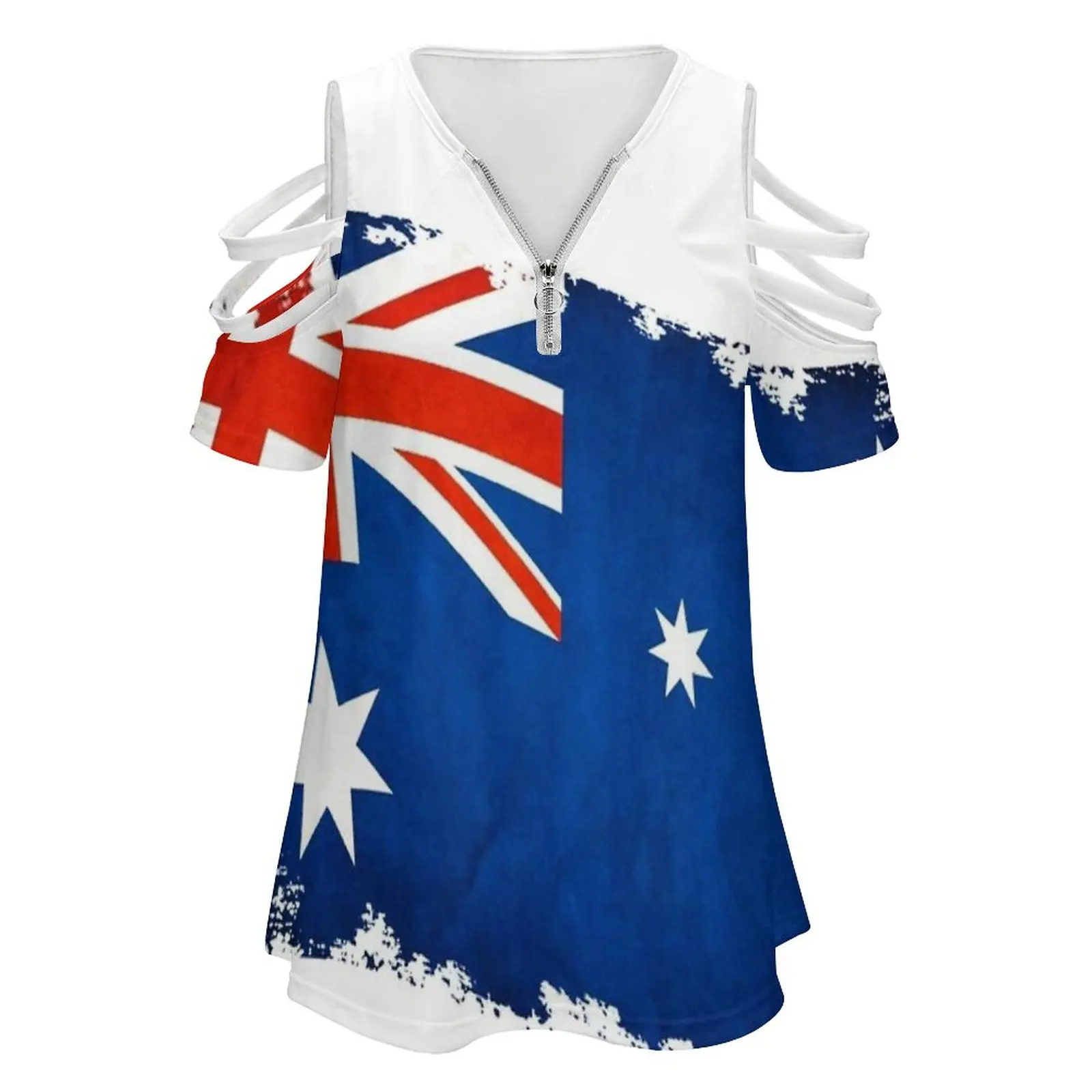 Australian Flag New Fashion Zip Off Shoulder Top Short-Sleeve Women Shirt Australia British Commonwealth Australia Day Oceania