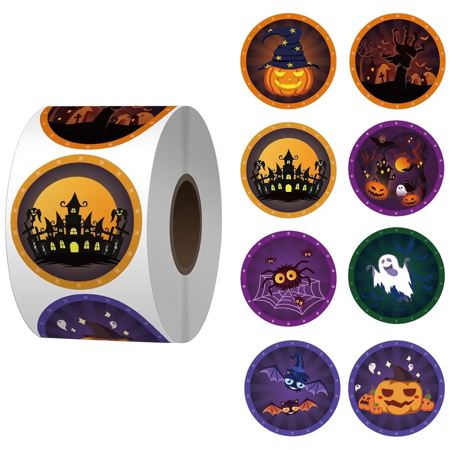 500 stks Halloween Bat Stickers Roll Laser Zwarte Vleermuis Waterdicht 3 Ontwerpen Glitter Zelfklevende Stickers voor Halloween Party