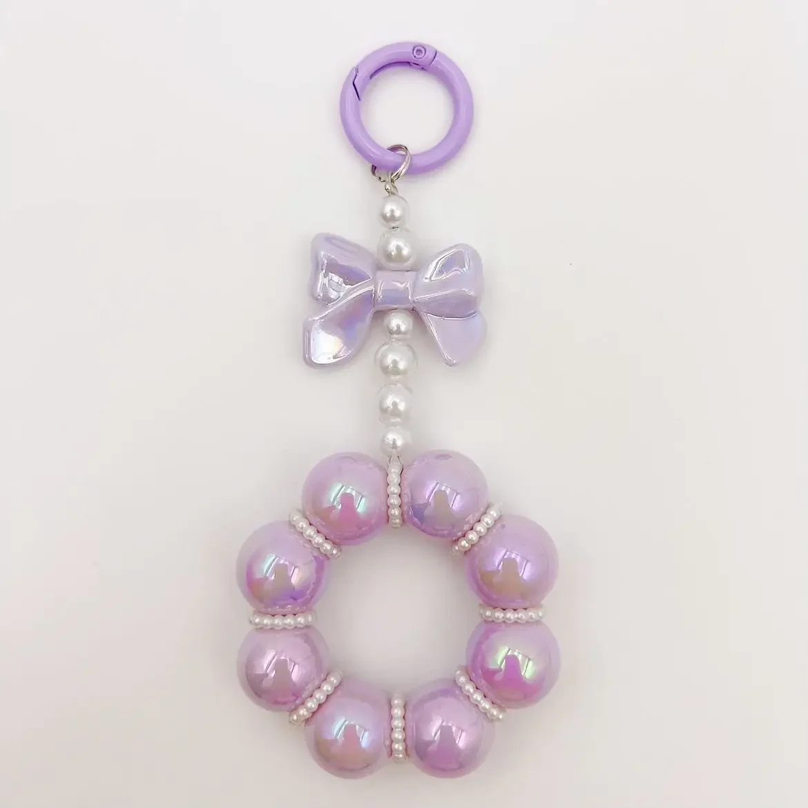 New Bow Pearl String, Mobile Phone Pendant, Pendant, Bag, Accessories, Key Pendant, Round Buckle, Colored Beads, Gifts For