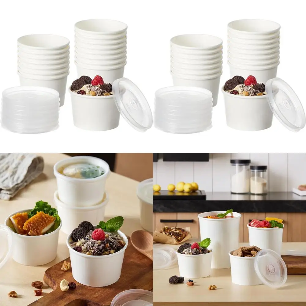 

Бумажные стаканы для супа 8 унций с крышками и контейнерами для еды, набор для горячих и холодных блюд (250 комплектов)