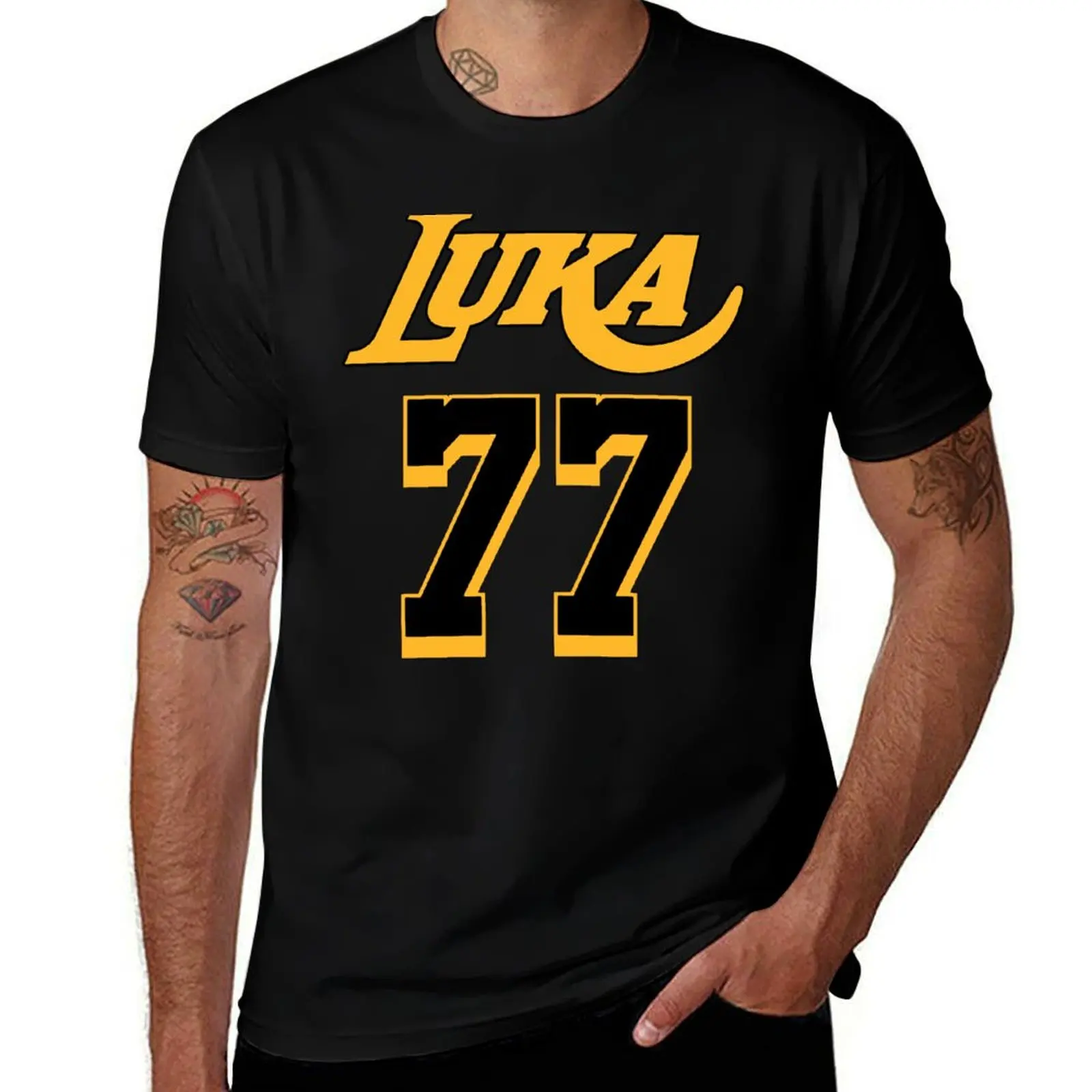 Футболка с фиолетовым джерси Luka Doncic 77 Los Angeles, хлопковые мужские футболки, быстросохнущие однотонные белые футболки с синим замком для мужчин