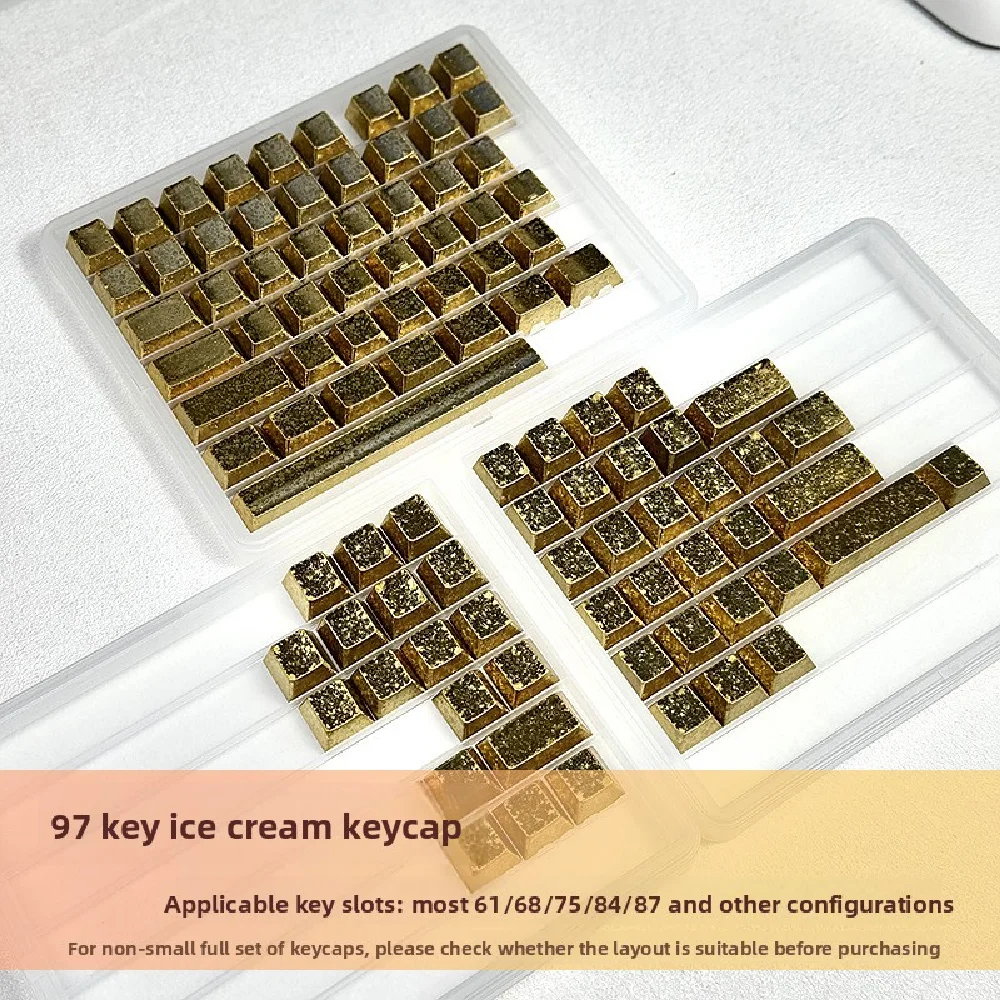 

KUXM keycaps Frosted Gold 97-Key PBT Side-Engraved Backlit Metallic Texture OEM Height for Wooting60HE