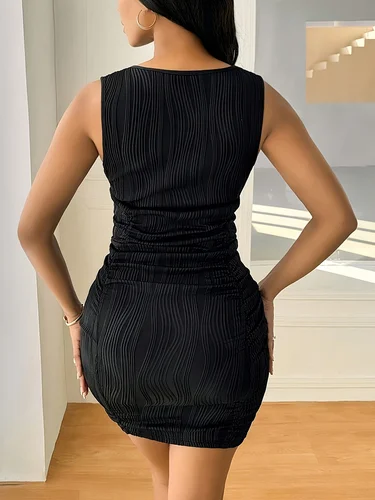 Imagen 2 del producto Mono de mujer adelgazante con cintura ceñida y cuello en V sexy acanalado elástico direccional de gran tamaño