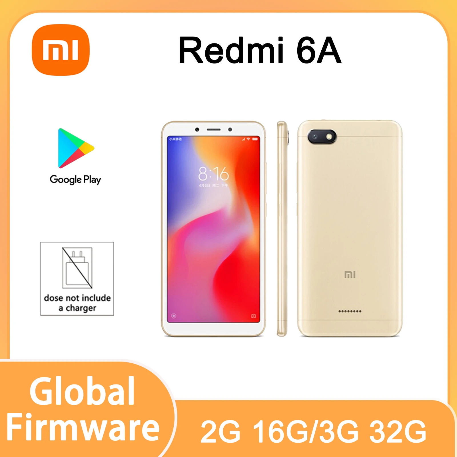 

Xiaomi Redmi 6A celular Google Play Android smartphone Face Unlock instock celular 3G 32G used phones without charger