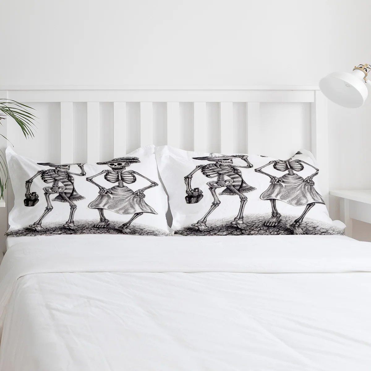 Mexico Skull Skeleton Hat Bottle White Bedding Set 3pcs Duvet Cover Pillowcase Quilt Cover Double Bed Set Home Textile