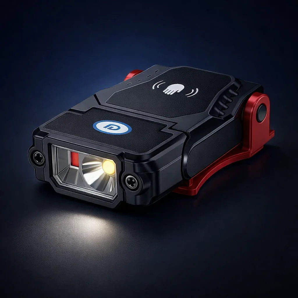 Mini LED Sensor Cap Clip Faro USB Recargable Impermeable 90 °   Luz ajustable de mano libre para acampar, pescar, cazar y correr