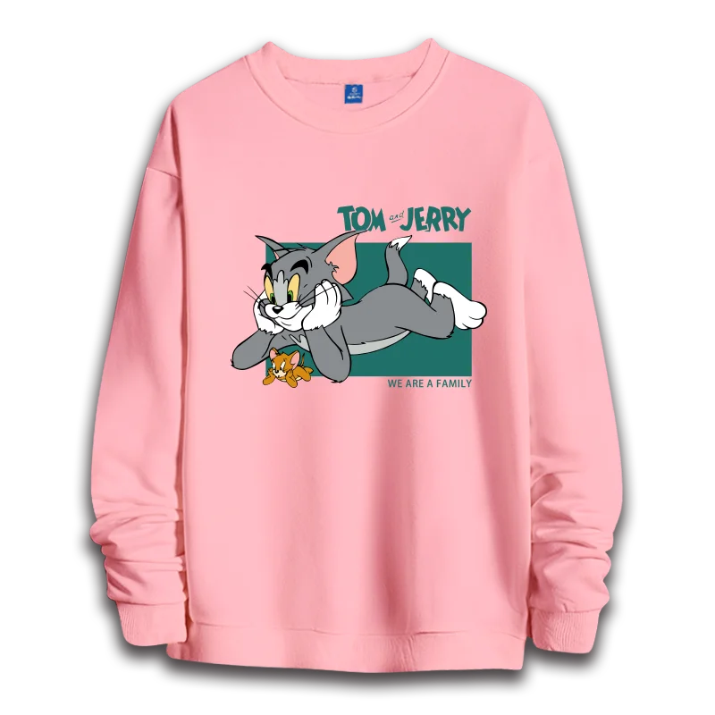 Tom and Jerry couple hoodie couple round neck top casual loose top women\'s hoodie women\'s round neck top trendy fashion hoodie