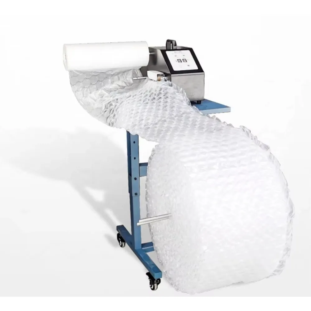 100CM Wide Automatic Bubble Roll Wrap Inflator | Air Cushion Packaging System With Coiling Table High-Speed Void Fill