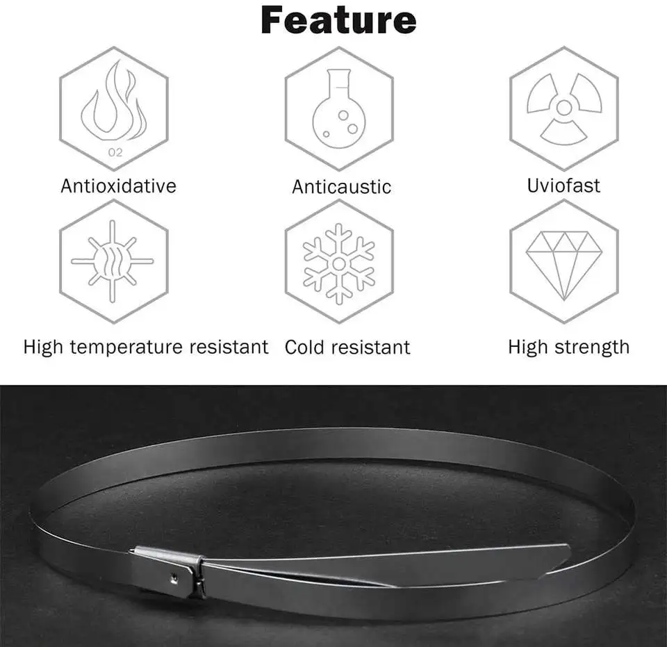 10 20 50 100 Pcs 4.6mm 0.18 inch Ball self locking 304 Stainless Steel Cable Ties Exhaust Wrap Coated Locking Metal Zip-Exhaust