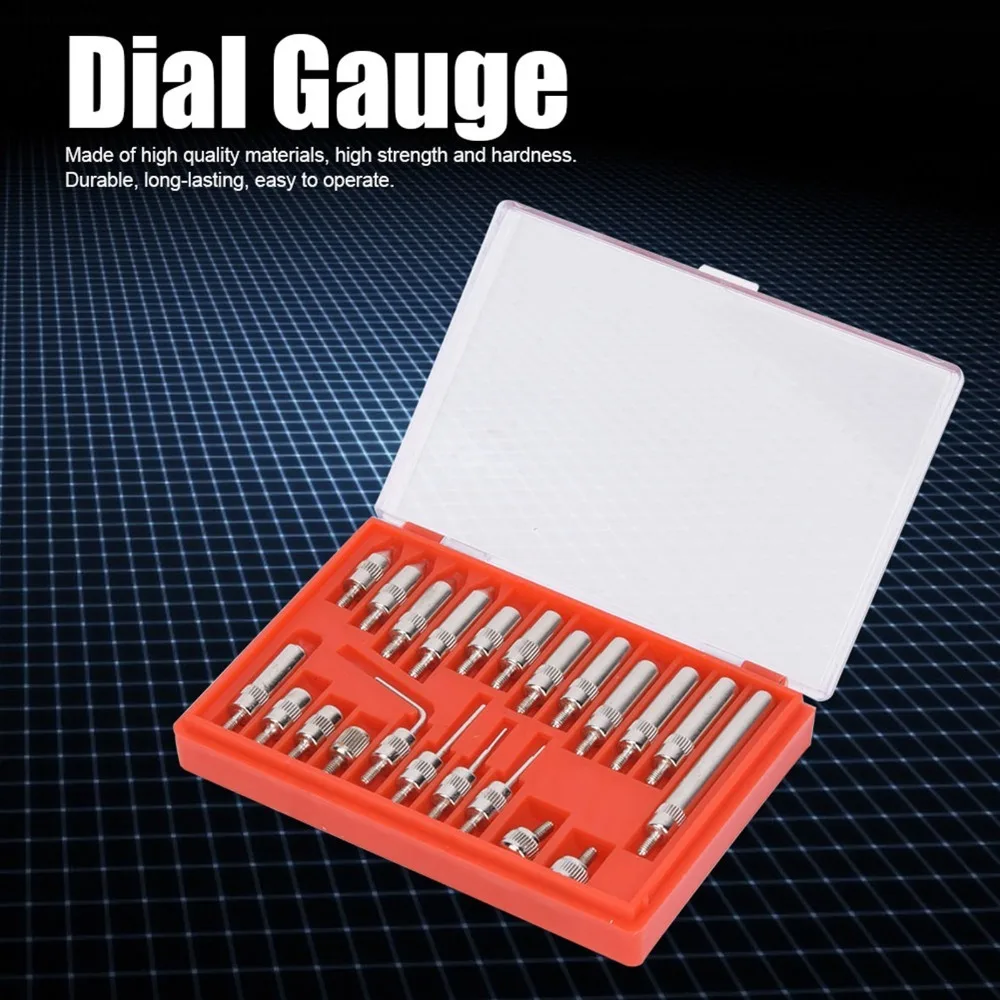 22 Pcs Carbon steel Dial Indicator Tips 0.01mm Accuracy M2.5 Thread Measuring Point Set With Carrying Case Pointed Tip Set - view 4