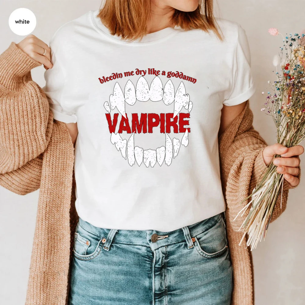 Jak Goddamn koszulka wampirzyca prezent unisex dla Olivia Fan Rodrigo Halloween Horror koszulka z krótkim rękawem top w stylu vintage